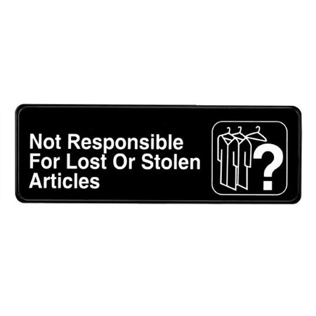 ALPINE INDUSTRIES Not Responsible for Lost or Stolen Articles Sign, 3x9, PK15 ALPSGN-14-15pk